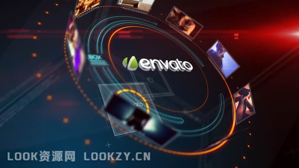 AE模板-科技感环形图片展示片头LOGO演绎动画模板