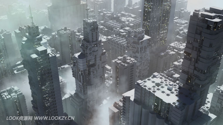 3D模型-未来科幻建筑楼房城市FBX模型  免费下载